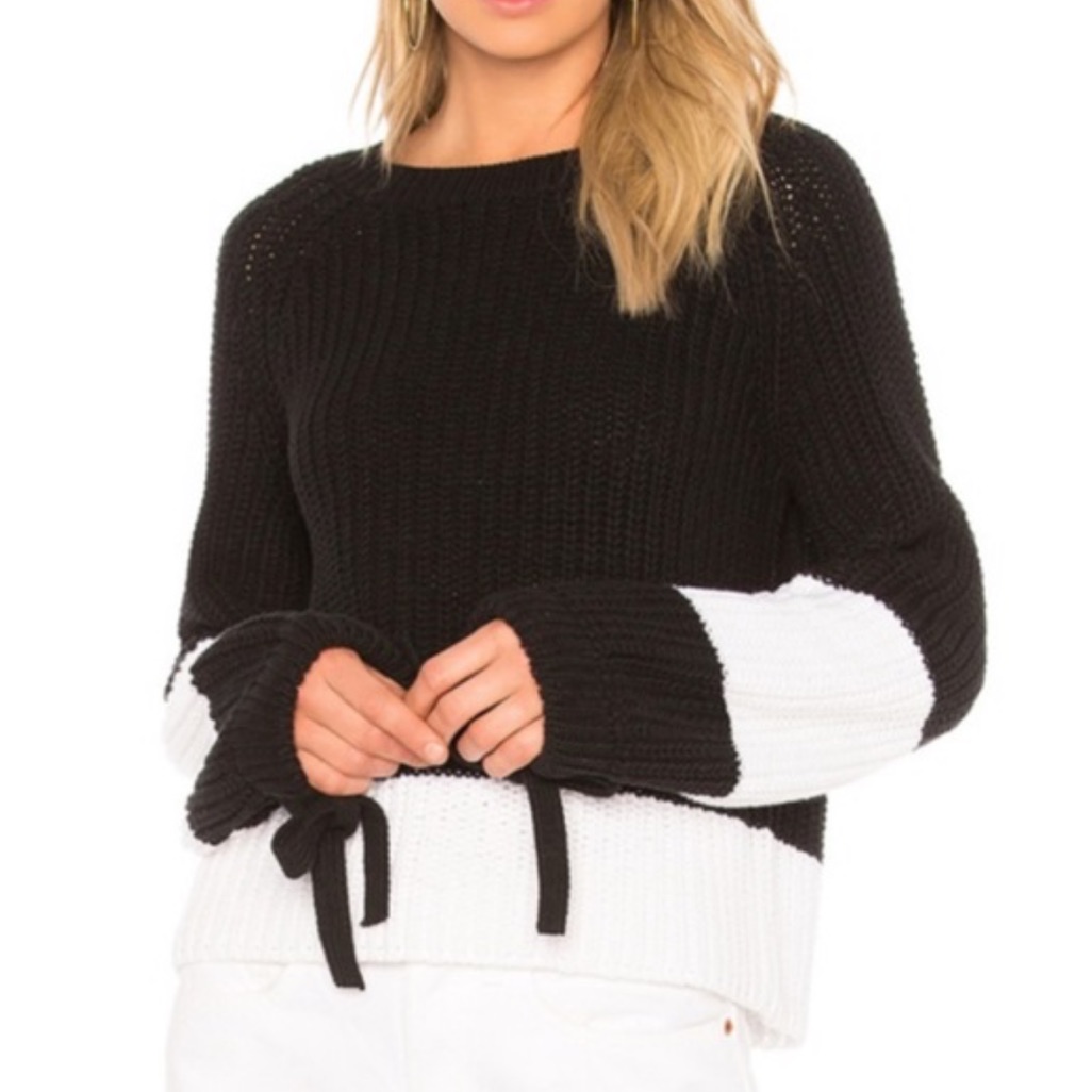 360sweater Lilah Color Blocked Black & White, Size Small